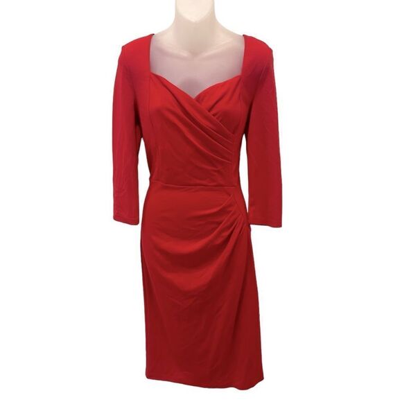 Newdow Classic Collection Red Cocktail Boutique Fitted Dress Large L NWT - Picture 4 of 8